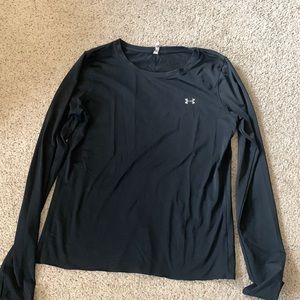 Black long sleeve under armor dry fit workout top